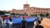 Young people celebrate Armenia's Constitution Day outside the main government building in Yerevan on July 5.