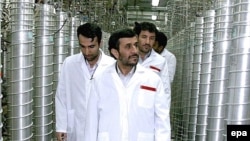 Iranian President Mahmud Ahmadinejad inspects the Natanz nuclear enrichment plant in March 2007.