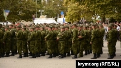 Митинг, посвященный проводам российских военнослужащих на войну против Украины. Севастополь, 27 сентября 2022 года