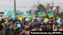 Оккупация и сопротивление Крыма, 2014 год: митинг к 200-летию со дня рождения Тараса Шевченко (фотогалерея)