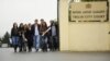 Supporters of former Interior and Defense Minister Bacho Akhalaia arrives at the city court building in Tbilisi on November 9.