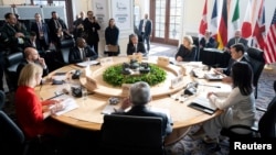 G7 foreign ministers meet in Charlevoix, Quebec, on March 13.