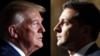 A combo photo shows Ukrainian President Volodymyr Zelenskiy (right) and U.S. President Donald Trump.