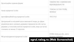 Данные Единого государственного реестра Украины