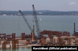 The site of the accident is close to where Moscow is building a huge bridge from Russian territory over the Kerch Strait to Crimea. (file photo)