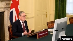 British Prime Minister Keir Starmer hosts video conference with international leaders to discuss Ukraine.