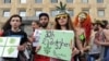 Activists gather during a rally in support of marijuana legalization in central Tbilisi in June 2015.