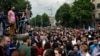 Thousands of people took to the streets of Tbilisi to protest the arrests of rappers Mikheil Mgaloblishvili, 28, and Giorgi Keburia, 21.